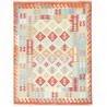 Tappeto Kilim Afghanistan Geometrico Arancio Azzurro 155x203