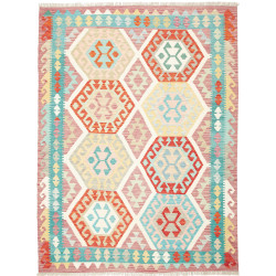 Tappeto Kilim Afghanistan Astratto Rosa Antico Turchese 155x