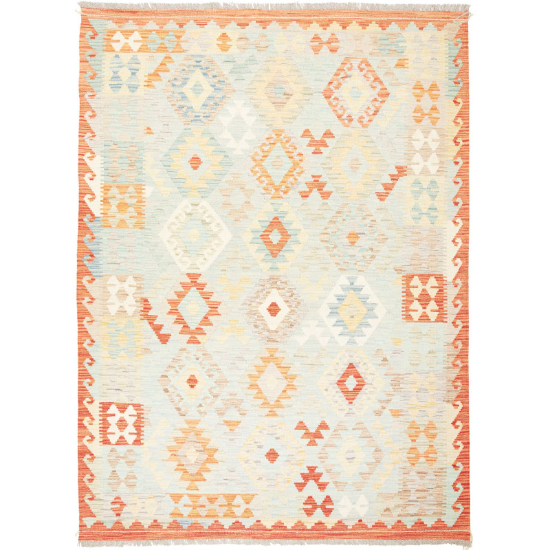 Tappeto Kilim Afghanistan Astratto Azzurro Arancio 150x205 C