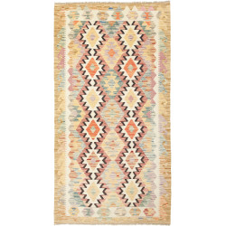 Tappeto Kilim Afghanistan Astratto Beige Pastello 103x196 Cm