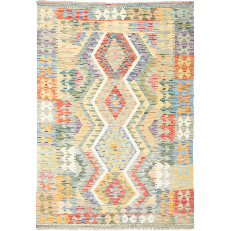 Tappeto Kilim Afghanistan Geometrico Multicolore Pastello 12