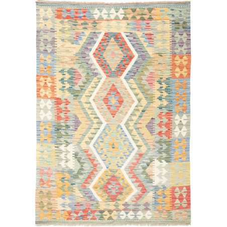 Tappeto Kilim Afghanistan Geometrico Multicolore Pastello 12