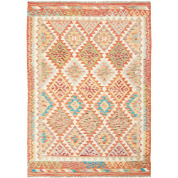Tappeto Kilim Afghanistan Geometrico Multicolore Vivace 127x