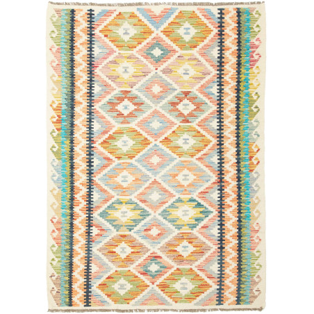 Tappeto Kilim Afghanistan Geometrico Crema Multicolore Paste