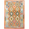Tappeto Kilim Afghanistan Geometrico Arancio Blu 125x180 Cm