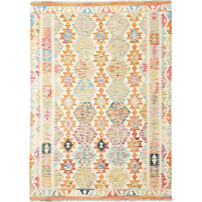 Tappeto Kilim Afghanistan Geometrico Multicolore Pastello 12