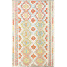 Tappeto Kilim Afghanistan Geometrico Crema Multicolore 124x1