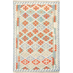 Tappeto Kilim Afghanistan Geometrico Crema Azzurro Arancio 1