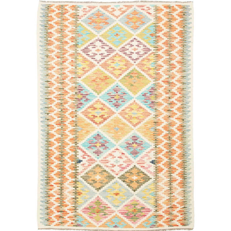 Tappeto Kilim Afghanistan Geometrico Avorio Multicolore Past