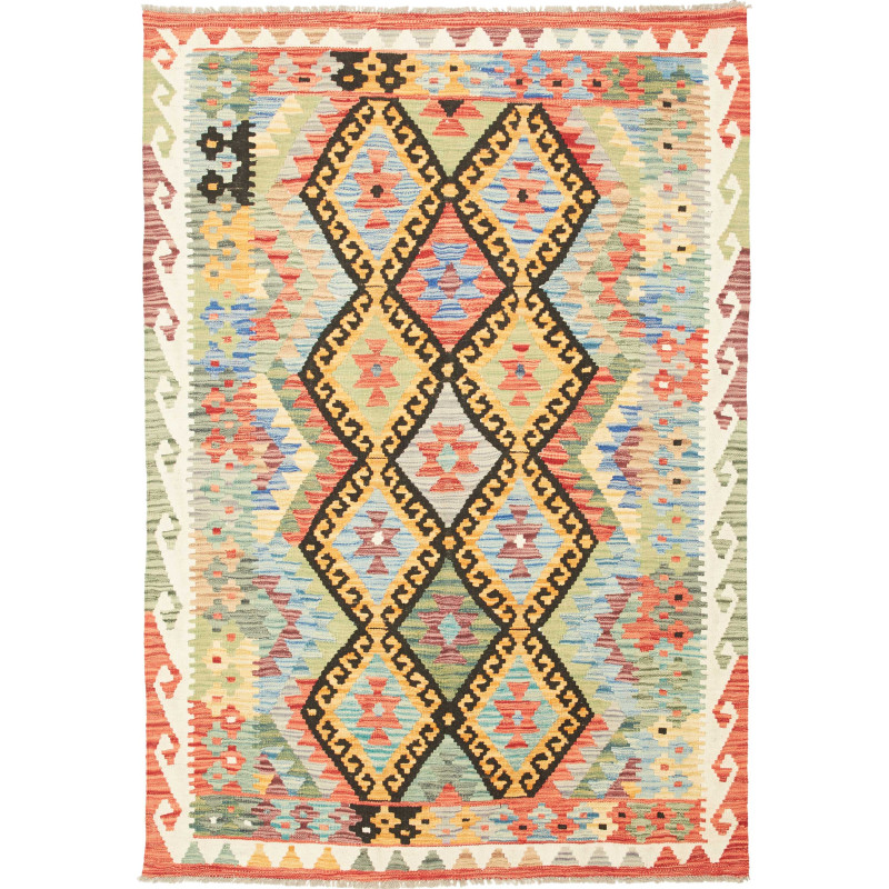 Tappeto Kilim Afghanistan Geometrico Azzurro Verde 121x176 C