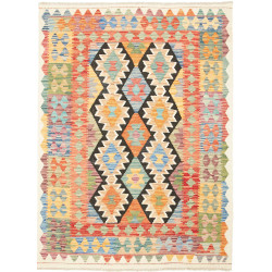 Tappeto Kilim Afghanistan Astratto Multicolore Vivace 129x17
