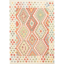 Tappeto Kilim Afghanistan Astratto Multicolore Pastello 129x