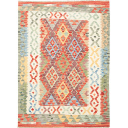 Tappeto Kilim Afghanistan Geometrico Multicolore Caldo 127x1