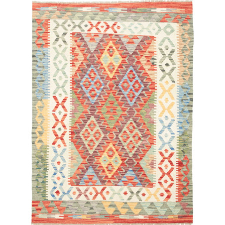 Tappeto Kilim Afghanistan Geometrico Multicolore Caldo 127x1