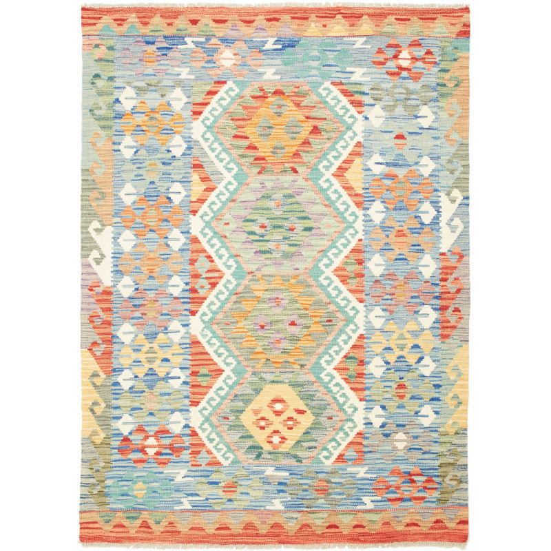 Tappeto Kilim Afghanistan Geometrico Multicolore Vibrante 13