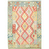 Tappeto Kilim Afghanistan Geometrico Turchese Rosso 127x178