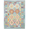 Tappeto Kilim Afghanistan Geometrico Azzurro Policromo 130x1