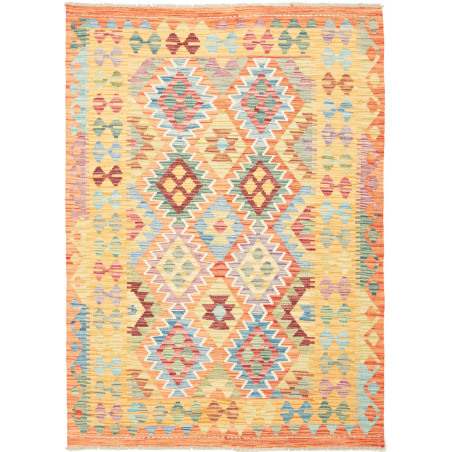 Tappeto Kilim Afghanistan Geometrico Multicolore Caldo 128x1