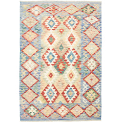 Tappeto Kilim Afghanistan Geometrico Blu Beige 124x179 Cm
