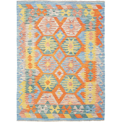 Tappeto Kilim Afghanistan Astratto Azzurro Arancio 127x172 C