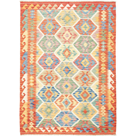 Tappeto Kilim Afghanistan Geometrico Multicolore Terracotta