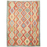 Tappeto Kilim Afghanistan Geometrico Terracotta Azzurro 174x