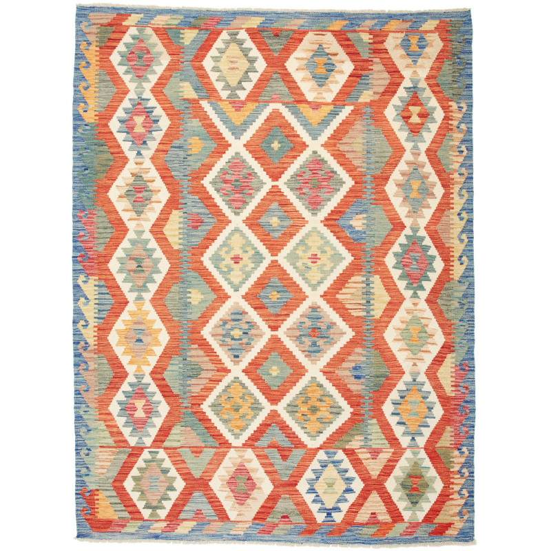 Tappeto Kilim Afghanistan Astratto Arancio Azzurro 180x239 C