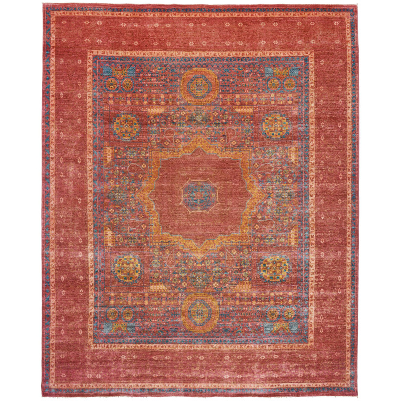 Tappeto Mamlouk Pakistan Geometrico Rosso Blu 250x300 Cm