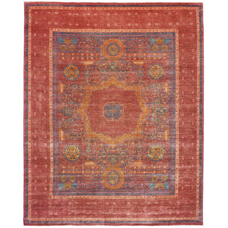 Tappeto Mamlouk Pakistan Geometrico Rosso Blu 250x300 Cm