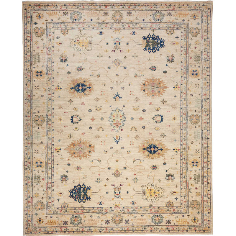 Tappeto Malka Pakistan Astratto Beige Blu 243x300 Cm