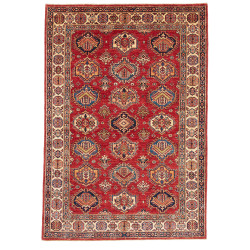 Tappeto Kazak Fine Pakistan Astratto Rosso Blu 143x205 Cm