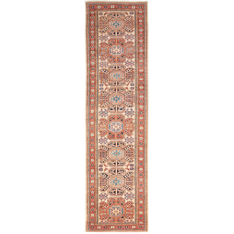 Tappeto Kazak Fine Pakistan Astratto Avorio Rosso 78x286 Cm