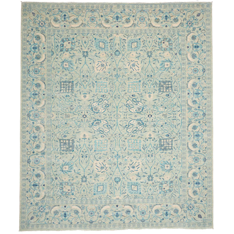 Tappeto Shahi Fine Pakistan Floreale Verde Acqua Blu 247x293