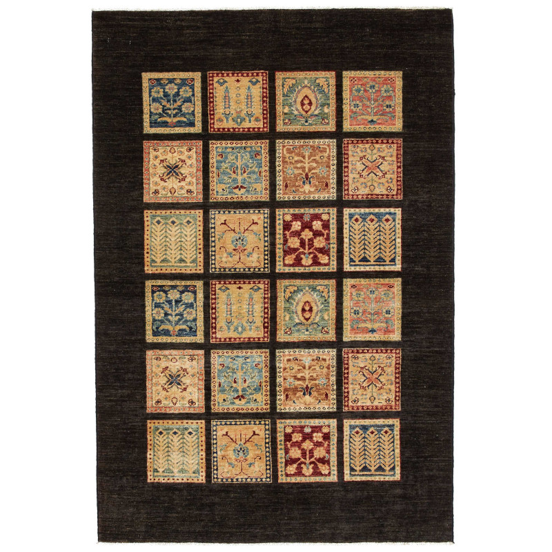 Tappeto Bakhtiyar Pakistan Astratto Marrone Scuro Beige 123x