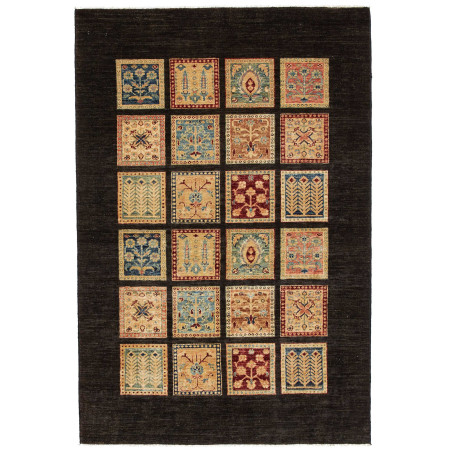 Tappeto Bakhtiyar Pakistan Astratto Marrone Scuro Beige 123x