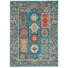 Tappeto Tribal Pakistan Geometrico Blu Petrolio Rosso 122x16