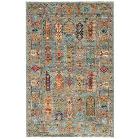 Tappeto Tribal Pakistan Astratto Azzurro Petrolio Tenue Mult