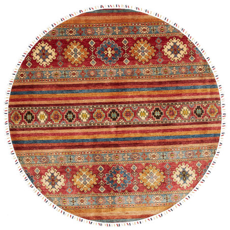 Tappeto Samarkand Pakistan Astratto Rosso Blu 195x195 Cm
