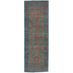 Tappeto Mamlouk Pakistan Astratto Blu Petrolio Arancione Bru