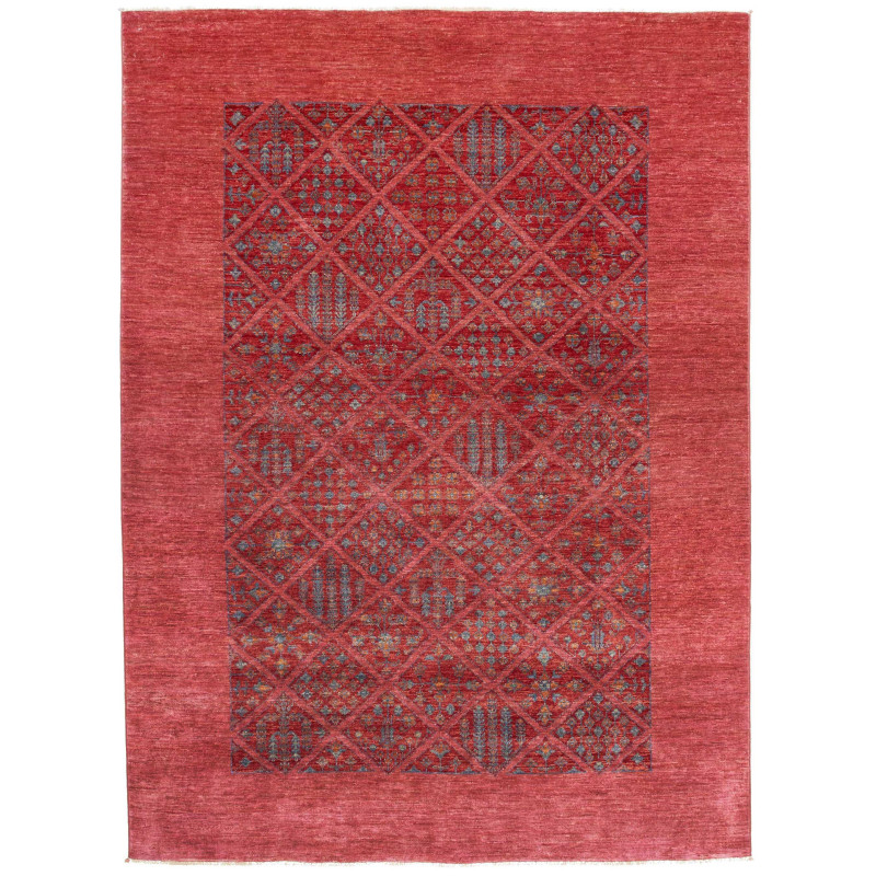 Tappeto Bakhtiyar Pakistan Floreale Rosso Blu 165x226 Cm