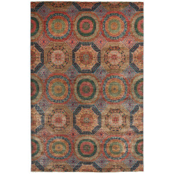 Tappeto Mamlouk Pakistan Geometrico Rosso Terracotta Verde M