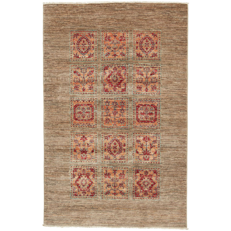 Tappeto Bakhtiyar Pakistan Floreale Beige Rosso 100x153 Cm