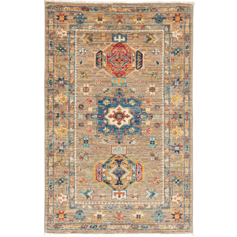 Tappeto Tribal Pakistan Astratto Marrone Blu 76x117 cm
