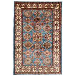 Tappeto Kazak Fine Pakistan Astratto Blu Rosso 98x147 Cm