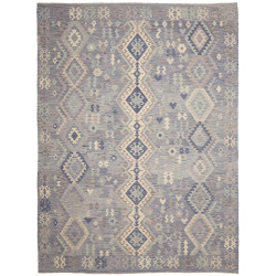 Tappeto Kilim Afghanistan Geometrico Azzurro Blu 245x337 Cm