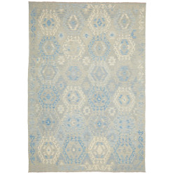 Tappeto Kilim Afghanistan Geometrico Azzurro Grigio 206x302