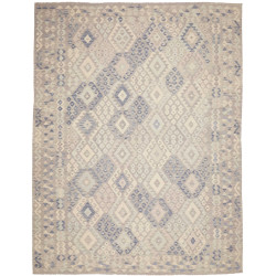 Tappeto Kilim Afghanistan Geometrico Grigio Blu 265x341 Cm