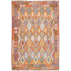 Tappeto Kilim Afghanistan Geometrico Multicolore Terracotta
