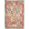 Tappeto Kilim Afghanistan Geometrico Multicolore Rosso 207x2