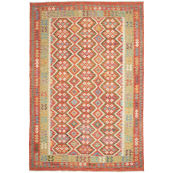 Tappeto Kilim Afghanistan Geometrico Ruggine Verde 206x305 C